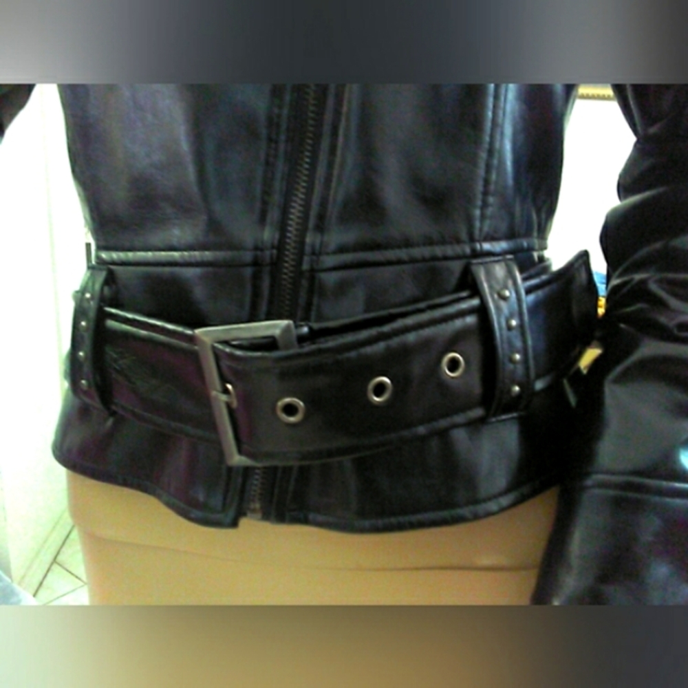 BNWOT LL COOL J. Black FAUX Leather Motorcycle Jacket W Asymmetrical ZIP BAD ASS - Picture 13 of 13